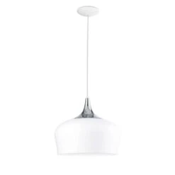 EGLO Suspension Obregon -Eglo pendelleuchte obregon stahl 1 flammig weiss chrom 4235008