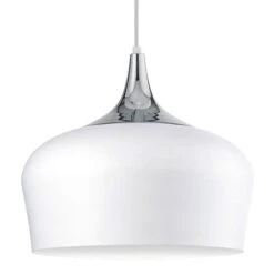 EGLO Suspension Obregon -Eglo pendelleuchte obregon stahl 1 flammig weiss chrom 4576836