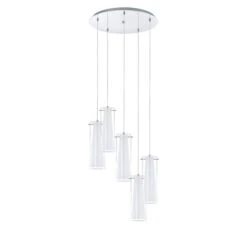 EGLO Suspension Pinto -Eglo pendelleuchte pinto opalglas stahl 5 flammig 4234344